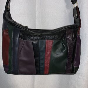 Vintage 90s Women's Black Patchwork Crossbody Purse Boho